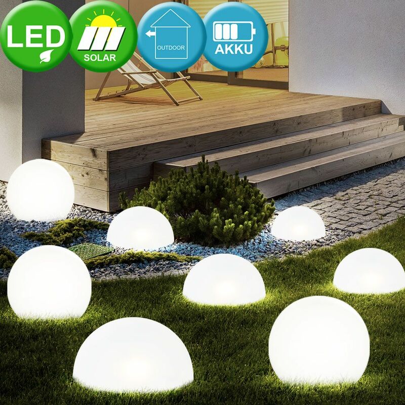 Set di 8 luci solari a LED per esterni percorso da giardino con semisfera a  sfera illuminazione a terra lampade da cortile