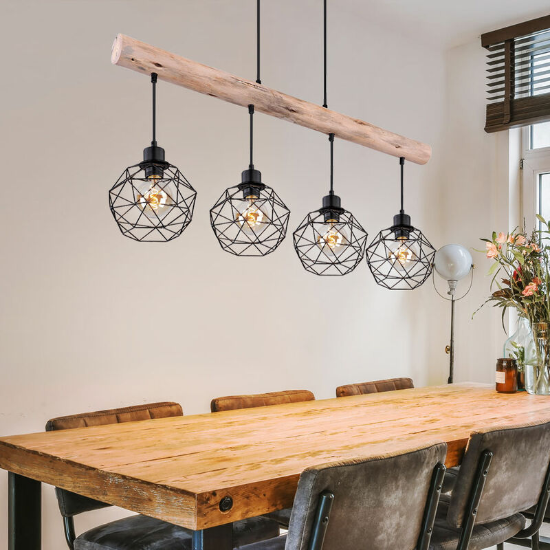 Soffitto pendolo lampada a sospensione filamento legno chiaro bar  illuminazione soggiorno sala da pranzo cucina in