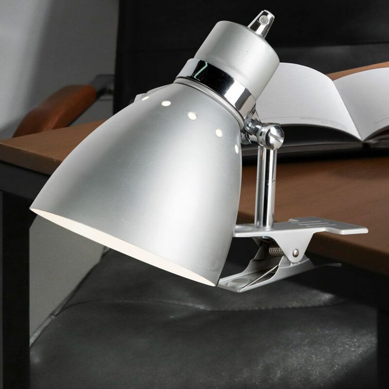 Lampada da tavolo con morsetto argento soggiorno illuminazione sala da  pranzo lettura spot faretto lampada orientabile