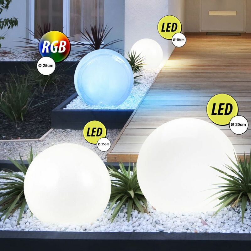 Set di 4 luci a sfera a LED per percorso giardino RGB che cambia colore picchetto  lampade da esterno terrazza