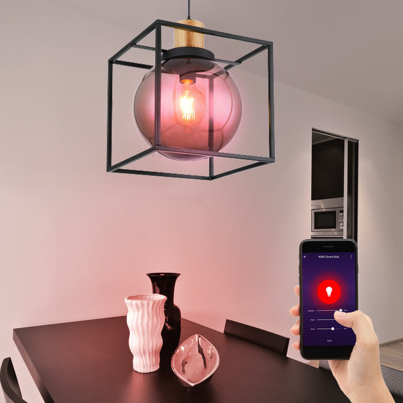 Lampada da Comodino Smart Tavolo LED Cct Cambiacolore Google Alexa Legno  Tessuto