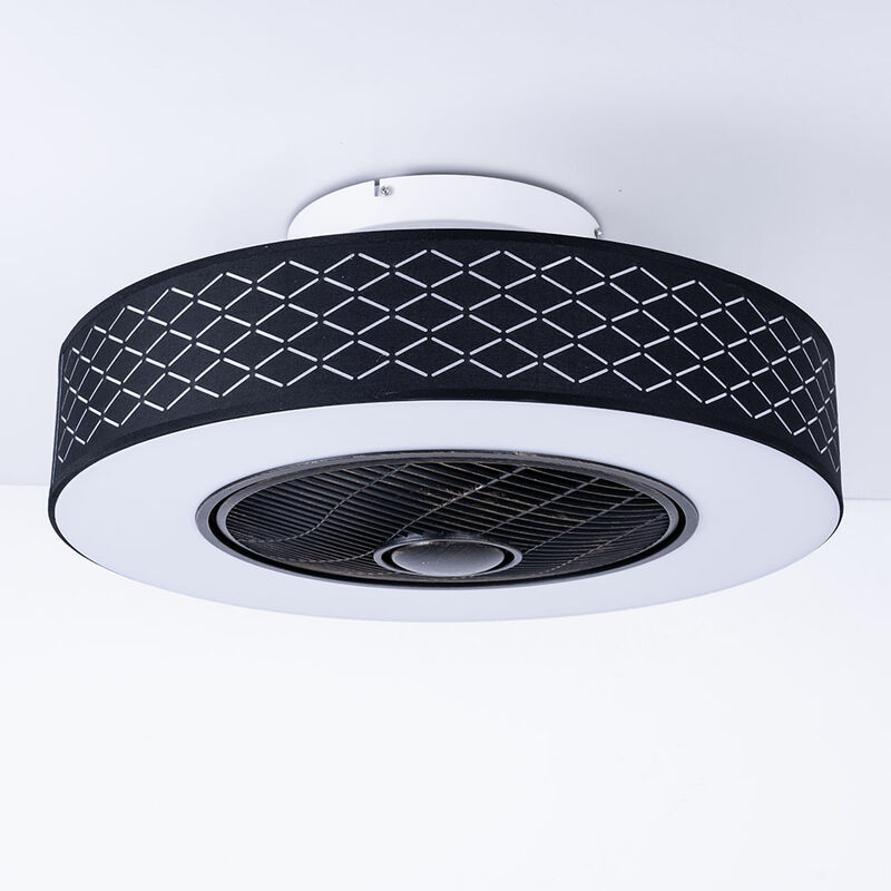 Ventilatore da soffitto con illuminazione telecomando Plafoniera con timer  ventola silenziosa rotonda, 3 livelli, 24W LED 1400 lm 3000K, DxH 55x24 cm