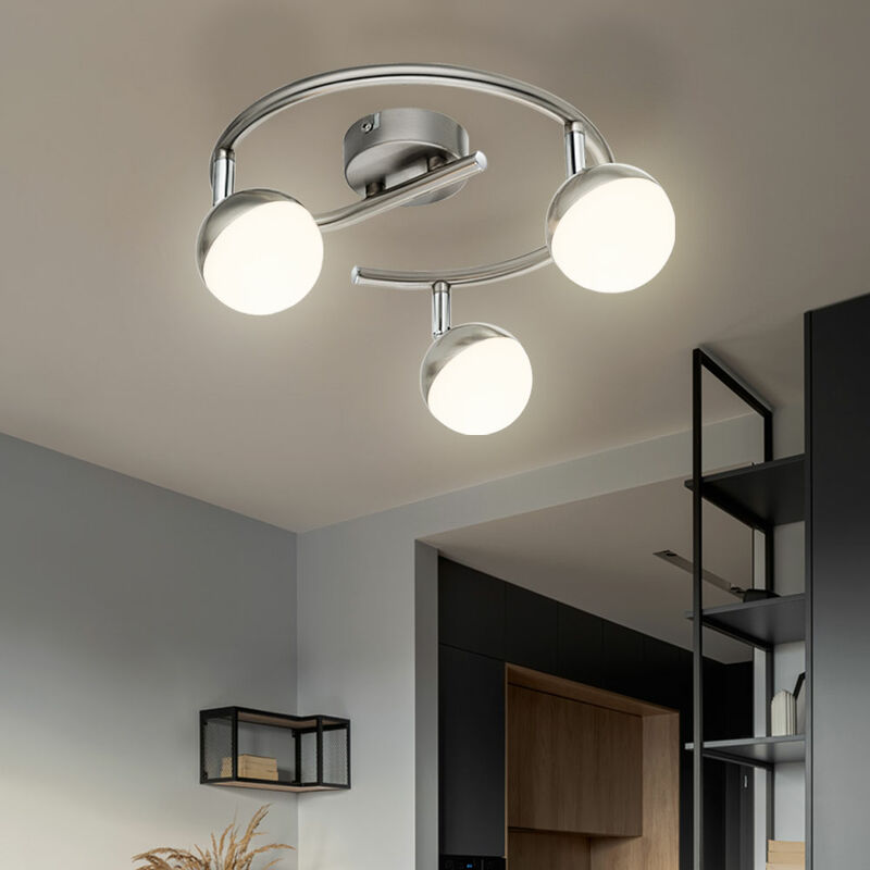 Lampada da soffitto plafoniera led 28.8 w in metallo nickel cromo