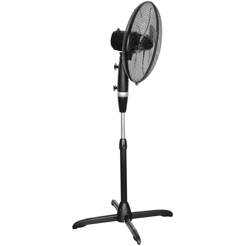 Ventilatore a piantana ventola di raffreddamento a piantana, oscillante in 3  stadi regolabili in altezza, metallo cromato nero, 55 watt, LxLxA  62x43x135cm