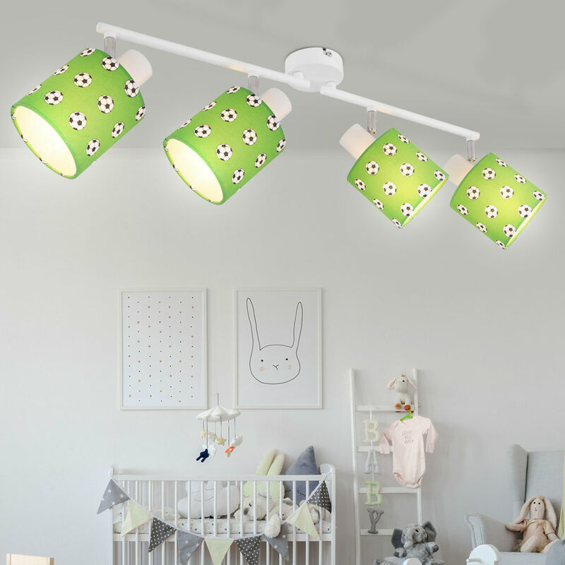 Lampada da soffitto Lampada spot Lampada da soffitto per camera dei bambini  lampada sala giochi, motivo a 4 fiamme verde, faretti mobili, 4 prese E14,  LxPxH 81,6x10x16,1 cm