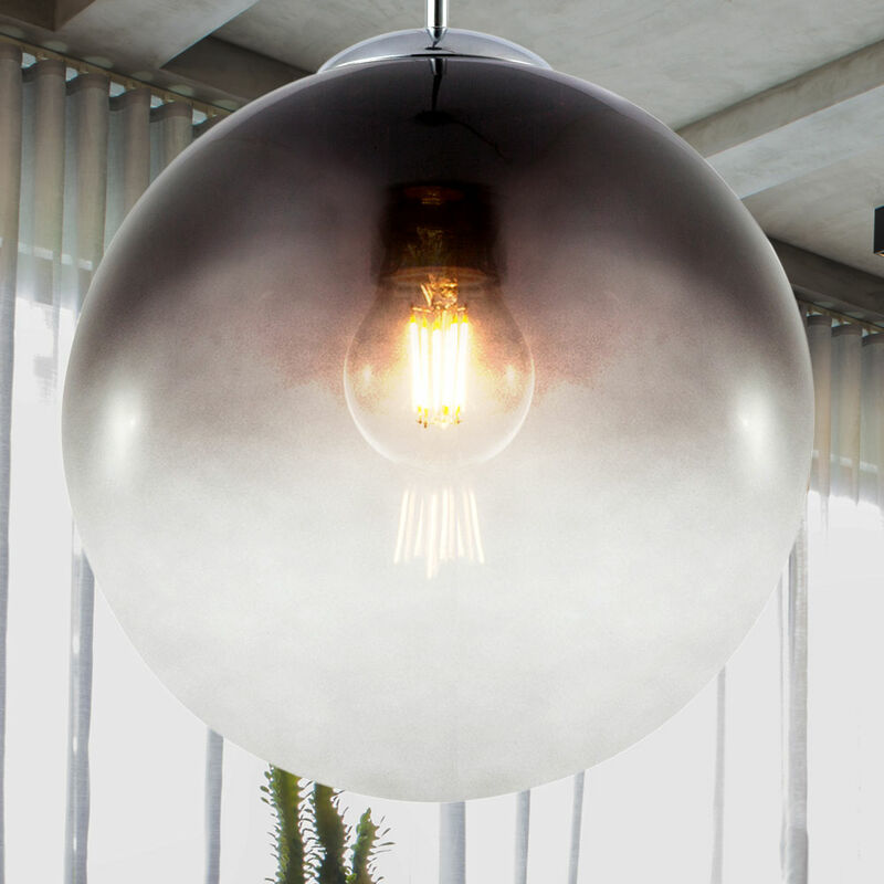 Lampada a sospensione a soffitto con design a sfera, fumo, illuminazione  per soggiorno, lampada in vetro
