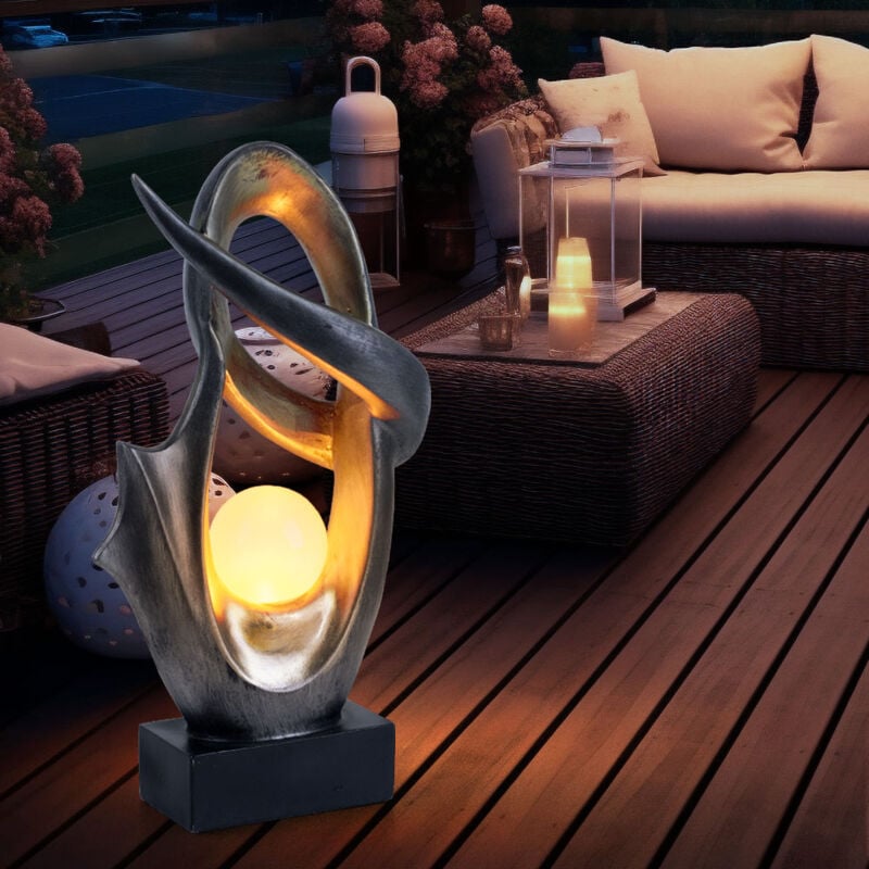 Lampada solare, lampada da esterno, lampada da giardino, lampada solare, lampada  da esterno, patio, vetro antispruzzo IP44, oro nero satinato, batteria  effetto fuoco, 1x LED bianco caldo