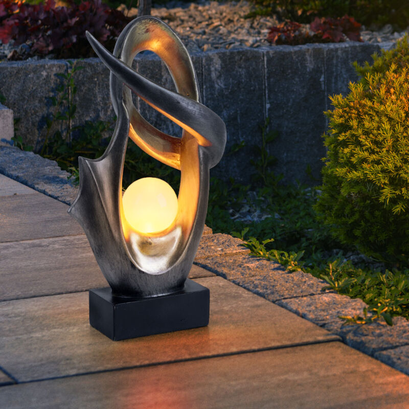 Lampada solare, lampada da esterno, lampada da giardino, lampada solare, lampada  da esterno, patio, vetro antispruzzo IP44, oro nero satinato, batteria  effetto fuoco, 1x LED bianco caldo