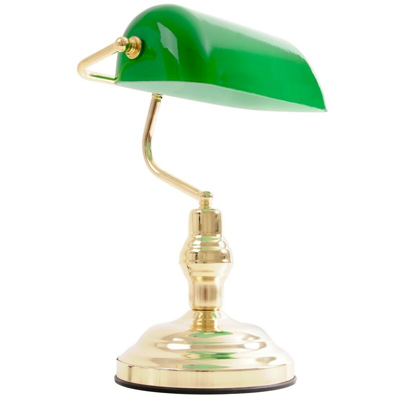 Lampada da tavolo mobile Lampada da banchiere ottone verde Lampada da  scrivania vintage, metallo acrilico, 1x