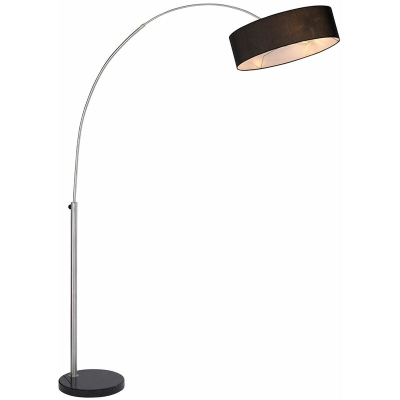 Lampada ad arco in metallo nero tessuto alta 245 cm XXL E27