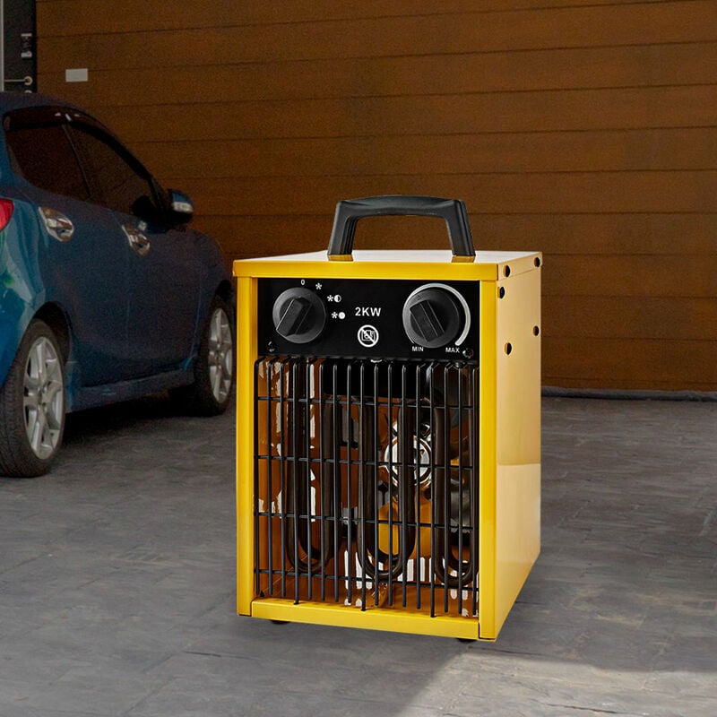 Nedis Termoventilatore industriale Stufa elettrica 1000/2000 W Termostato  regolabile 2 livelli di calore Termoventilatore giallo H 31 cm