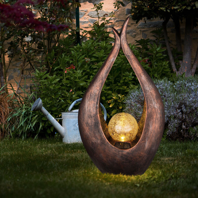 Decorazione da giardino Lampada solare a LED scultura bronzo luce  decorativa lampada da esterno, sfera di vetro rotta, LxAxP 25 x 47,5 x 13 cm