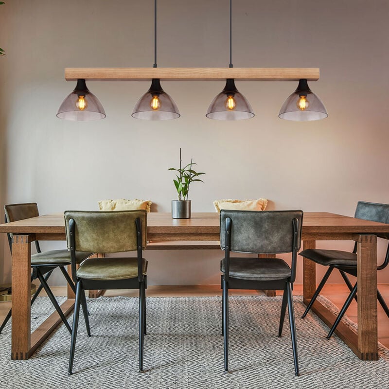 Lampada A Sospensione EGLO Barbotto 4 Luci - Design Moderno In Metallo E Legno - Foto 10