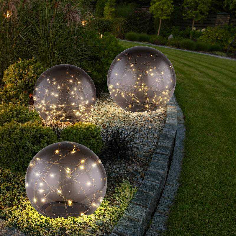 Set di 9 lampade a sfera solari a LED per illuminazione di percorsi da  giardino per esterni con picchetti per terrazze