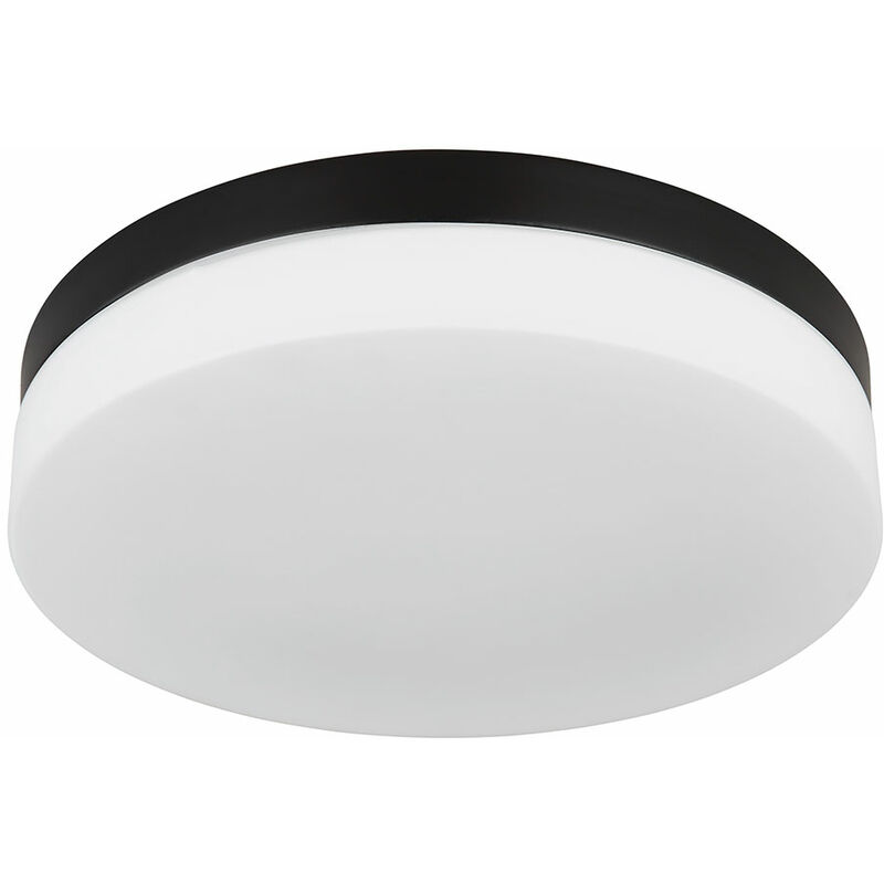 Plafoniera lampada da bagno patio luce esterna rotonda balcone resistente  alle intemperie IP44, alluminio vetro, 1x attacco E27, DxH 30x6,5 cm