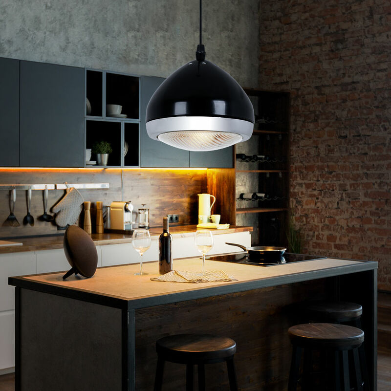 Lampada a sospensione lampada da cucina nera lampada a sospensione  soggiorno lampada da tavolo da pranzo, telecomando cambia colore  dimmerabile, vetro metallico, 1x LED RGB 4.8W 470Lm bianco caldo, Dx