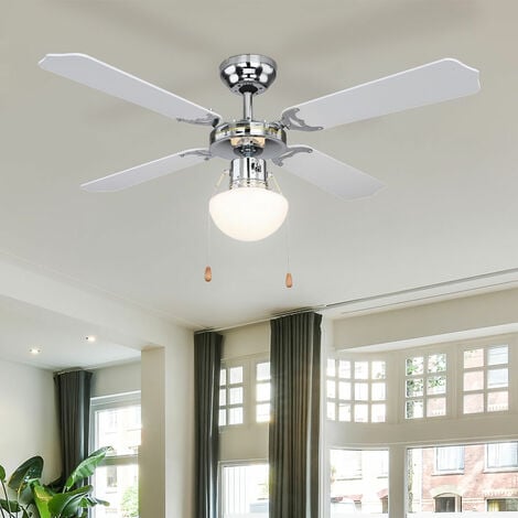 Ventilatore da soffitto 3 lame con luce led in metallo bianco