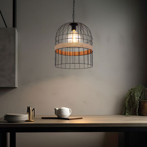Lampada A Sospensione Lampada A Corda Corda Di Canapa Oro Nero Stile Lampada A Sospensione Lampada Da Soffitto Orientabile Corda Di Canapa Metallo 1x Attacco E27 Dxh 35x120 Cm 50838714