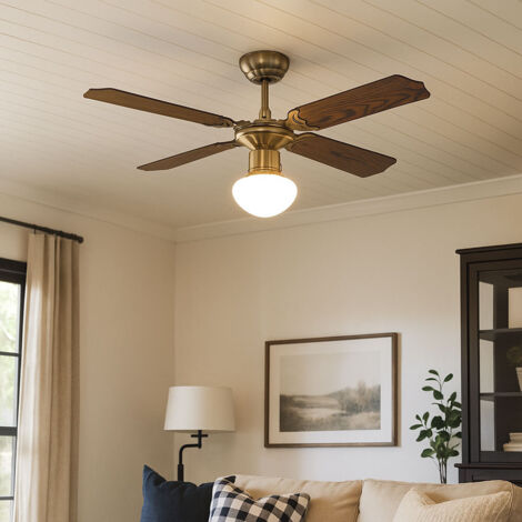 Ventilatore da soffitto in stile fattoria con luci e telecomando, lampadario in cristallo reversibile da 50 pollici, ventilatore nero per camera da letto e soggiorno. - Italia