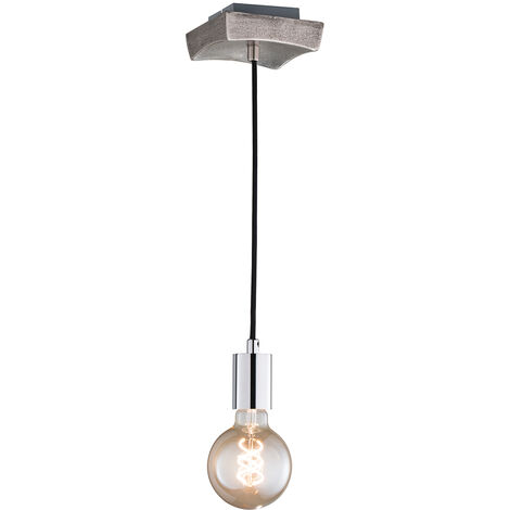 Lampada a sospensione lampada a sospensione lampada da sala da pranzo copertura decorativa lampada a sospensione cromo nero, metallo, cavo tessile, 1x E27, DxH 12x140 cm