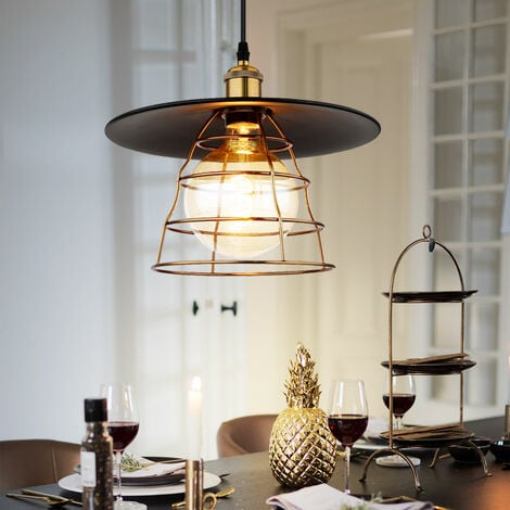 Lampada a sospensione lampada da tavolo da cucina lampada da tavolo lampada  a sospensione lampada da soggiorno vintage, metallo ottone nero, 1 attacco  E27, DxH 30x 150 cm