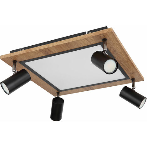 Plafoniera LED 1 Fiamma - GBLY Nero Plafoniera GU10 Faretto Orientabile Applique In Legno