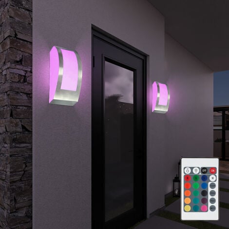 Set di 2 faretti da esterno a LED RGB telecomando porta d'ingresso lampade  da giardino