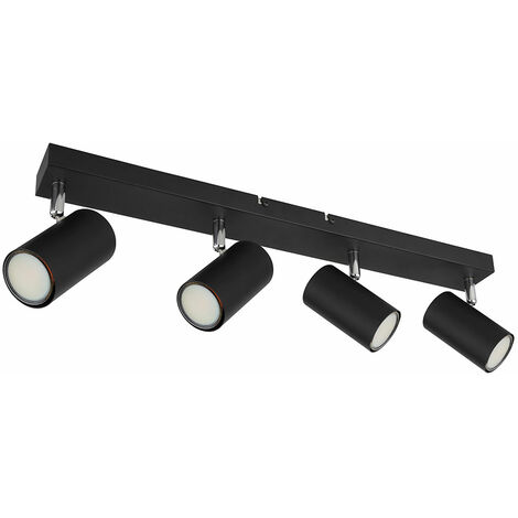 Plafoniera Spot 4 Fiamme Faretto Da Soffitto Nero Lampada Da Soffitto A LED Soggiorno Moderno Faretto Orientabile Metallo 4x 45w 4x 350lm Bianco Caldo Lxpxh 56x6x12 73912260 - Foto 10