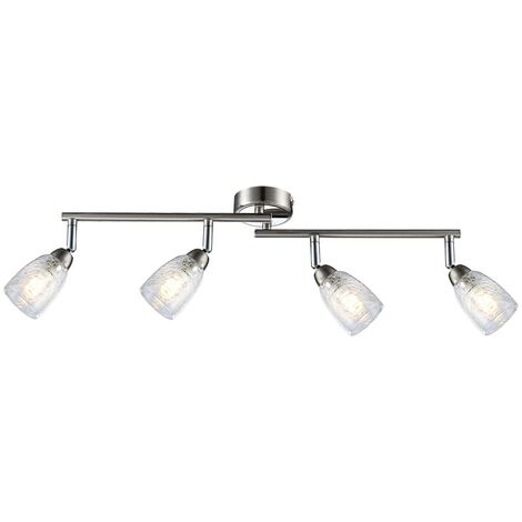 Eglo Farella 13673 Plafoniera LED 12W, 4 Luci GU10, Diametro 35 Cm, Cromo E Trasparente Sat, Classe A+