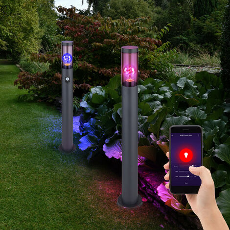 Smart RGB LED Esterno Piedistallo Lampada Steh Terra Cortile Alluminio Lanterna - Foto 5