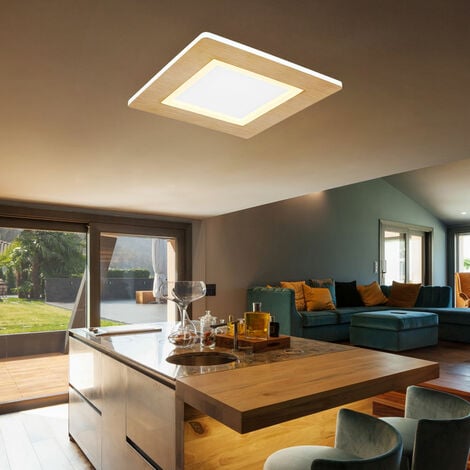 Plafoniera LED plafoniera lampada soggiorno lampada cucina, metallo effetto  legno bianco, 23W 1300lm bianco caldo-bianco