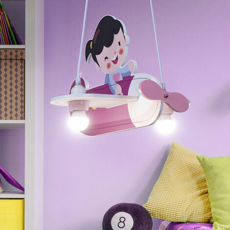 Lampada a sospensione aereo rosa lampada per bambini lampada a sospensione  per cameretta dei bambini, legno