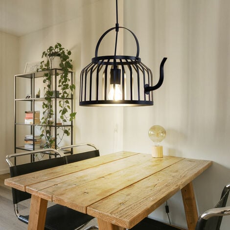 Lampada a sospensione lampada a sospensione lampada da sala da pranzo lampada  da soggiorno lampada da cucina, paralume in metallo teiera nero opaco, E27,  H 120 cm