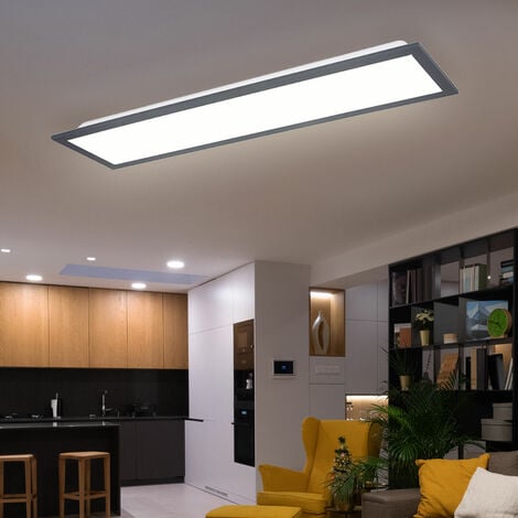 Lampada da soffitto Plafoniera LED rettangolare piatta da ufficio Pannello  LED 60x15 da ufficio stretto, alluminio grafite bianco, 18W 1000lm 3000K,  LxLxH 60x15x6,5 cm