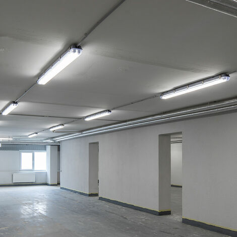 Lampada A LED Per Ambienti Umidi 150 Cm IP65 - 48W 6500K Con 2 Tubi Sostituibili, 5760 Lumen, Per Garage, Cantina, Officina