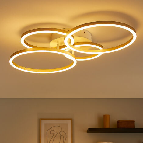 Plafoniera LED soggiorno lampada moderna anelli regolabile LED plafoniera argento, metallo plastica, 1x 40W 1960lm 3000K, LxPxH 65.5x40.6x7.5 cm