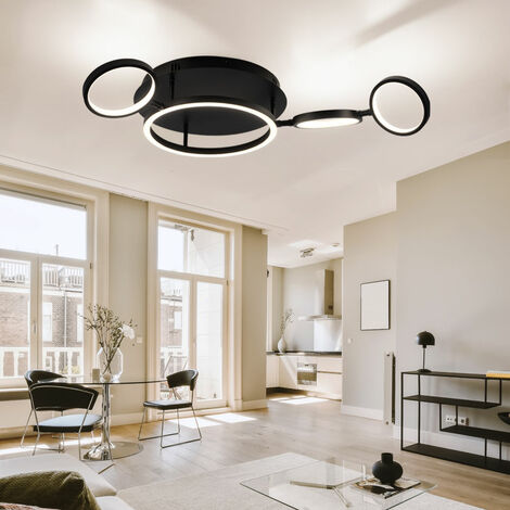 Plafoniera LED plafoniera sala da pranzo soggiorno lampada moderna LED nera a forma di anello, metallo plastica, 1x 23W 1080lm 3000K, LxLxH 79x39x11,5 cm (1/5)