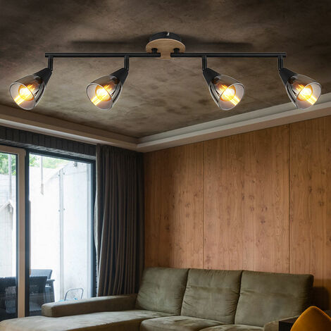 Plafoniera LED nera luce sala da pranzo lampada da soggiorno aspetto legno, struttura LED