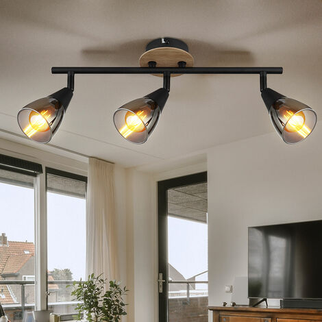 HOFSTEIN Plafoniera Chehalis 5 Luci – Lampada Da Soffitto In Metallo Nero E Vetro Fumé – Design Retrò Moderno – Attacchi G9 – Diametro 12 Cm
