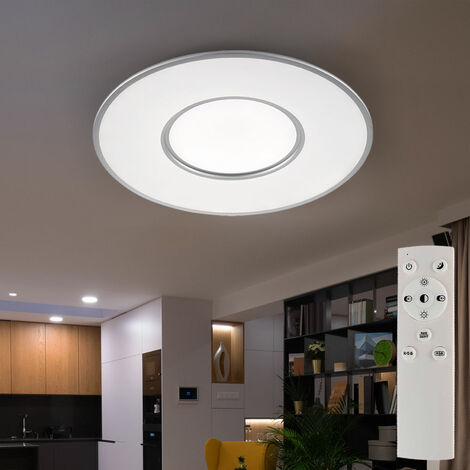 Plafoniera LED plafoniera soggiorno lampada sala da pranzo, metallo  argentato, telecomando dimmerabile, 27W 4300lm 2700K-4000K