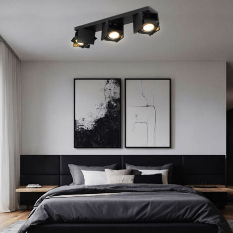 TaFiCo Lampada Faretti Da Soffitto Orientabili Nero - GX53 Faretti Soffitto Con 2 Faretti Plafoniera Led Applique Faretto Parete Industriale Per Camera Cucina