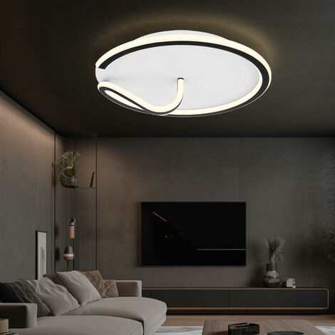 Lampada da soffitto lampada da soffitto lampada design lampada rotonda lampada da interni metallo, acrilico, nero, asta di metallo piegata, 1x LED 40 watt 2000 lumen bianco neutro, DxH 41x13 cm (1/5)