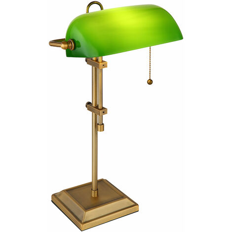 Lampada da scrivania lampada da banchiere lampada da tavolo ottone vecchio  vetro verde lampada da lettura regolabile in altezza, interruttore a