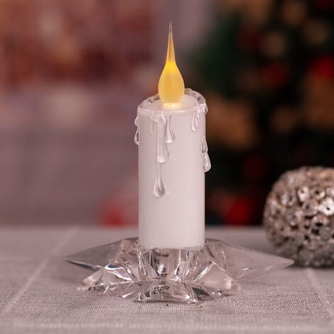 Candele natalizie LED candele addobbo natalizio lampada da tavolo effetto  sfarfallio candela, portastella effetto sfarfallio bianco