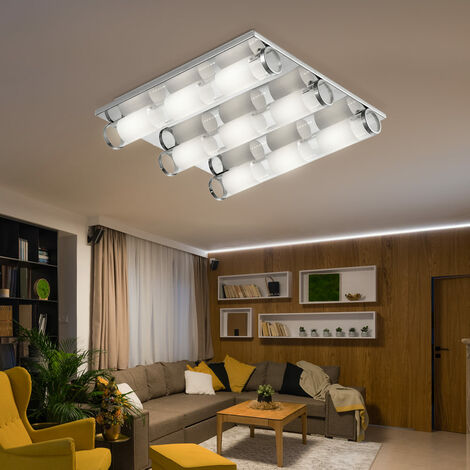 Plafoniera LED 27 watt illuminazione cromo vetro alluminio sala da