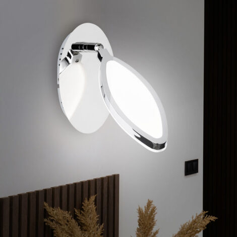 Lampada da parete Lampada da parete Faretto da corridoio Lampada da corridoio, Faretto mobile e inclinabile, Cromo, 1x LED 4.5W 315Lm Bianco caldo, LxAxP 6x12x24cm
