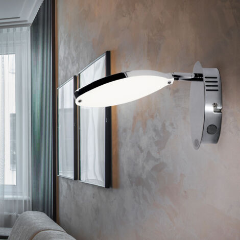 Lampada da parete Lampada da parete Faretto da corridoio Lampada da corridoio, Faretto mobile e inclinabile, Cromo, 1x LED 4.5W 315Lm Bianco caldo, LxAxP 6x12x24cm