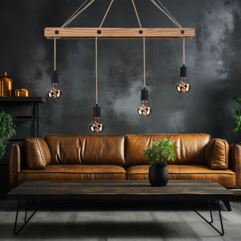 Lampada A Sospensione In Legno Lampada A Sospensione Con Corda Di Canapa Lampada A Sospensione Rustica Metallo Nero Opaco 4x E27 Lxpxh 90x9x120cm Soggiorno Sala Da Pranzo Camera Da Letto 81897435