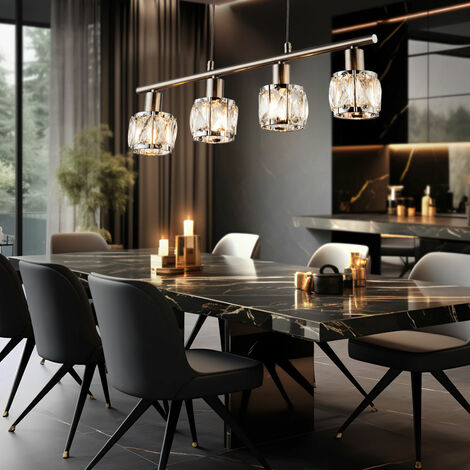 Lampada A Sospensione Retrò Con Portacandele | 6 Luci E14 | Regolabile In Altezza | Metallo Nero | Per Soggiorno, Camera, Corridoio