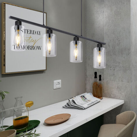 Lampada A Sospensione In Vetro Per Isola Cucina - Regolabile In Altezza, Attacco E27, Design Moderno